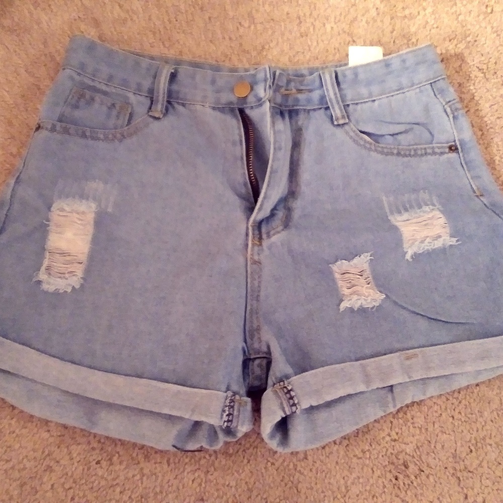 cute light-wash denim shorts